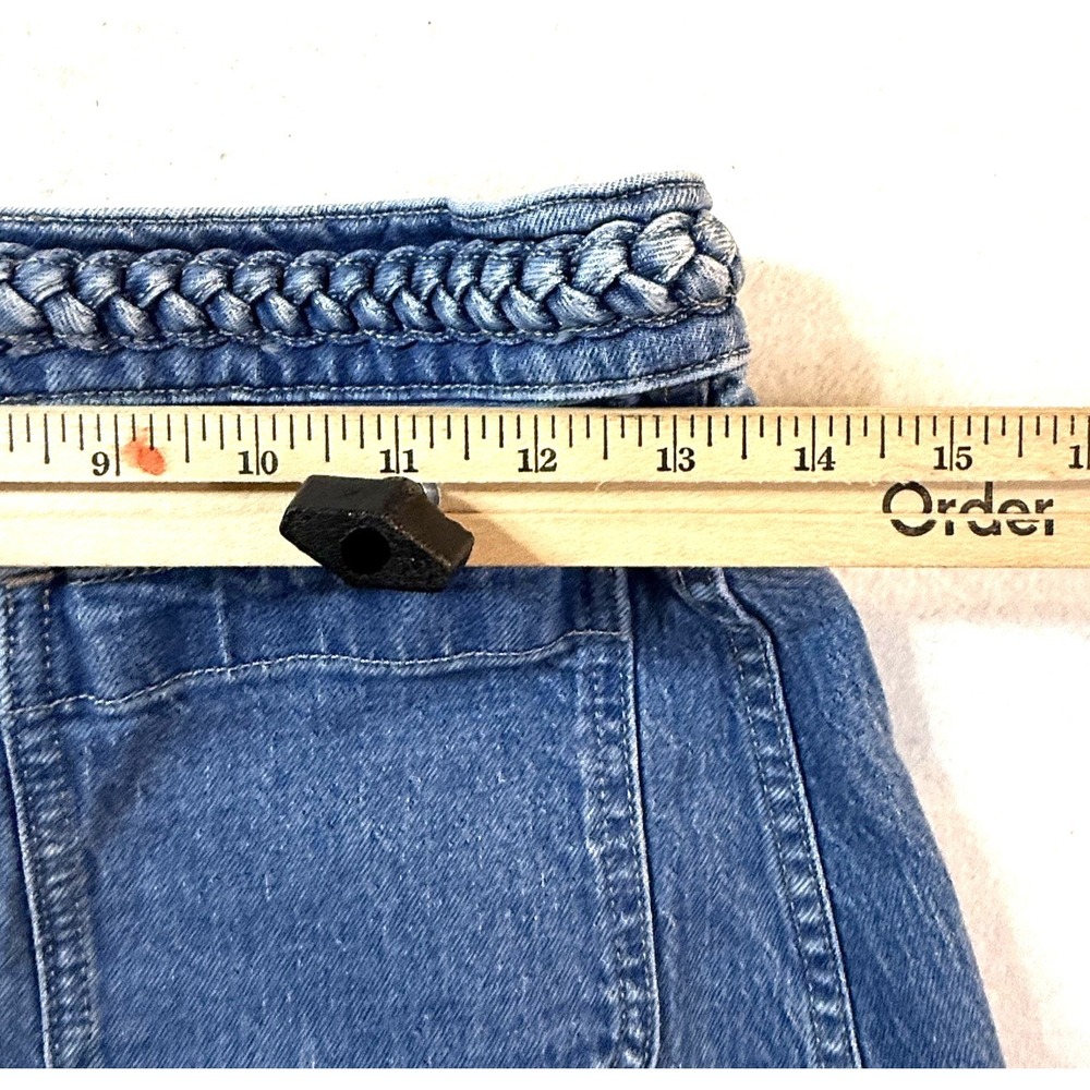 Madewell X Lisa Says Gah Shorts Womens 25 Blue Denim Braided Waist Shell Button - Picture 5 of 9